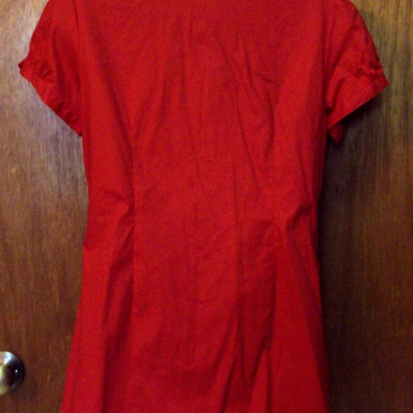 F.A.N.G. Blouse size XL Long Red Cotton Spandex - Picture 4 of 5